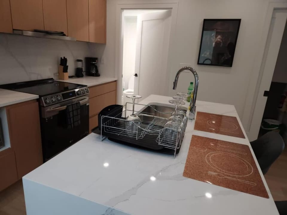Kitchen or kitchenette, dishwasher, stove