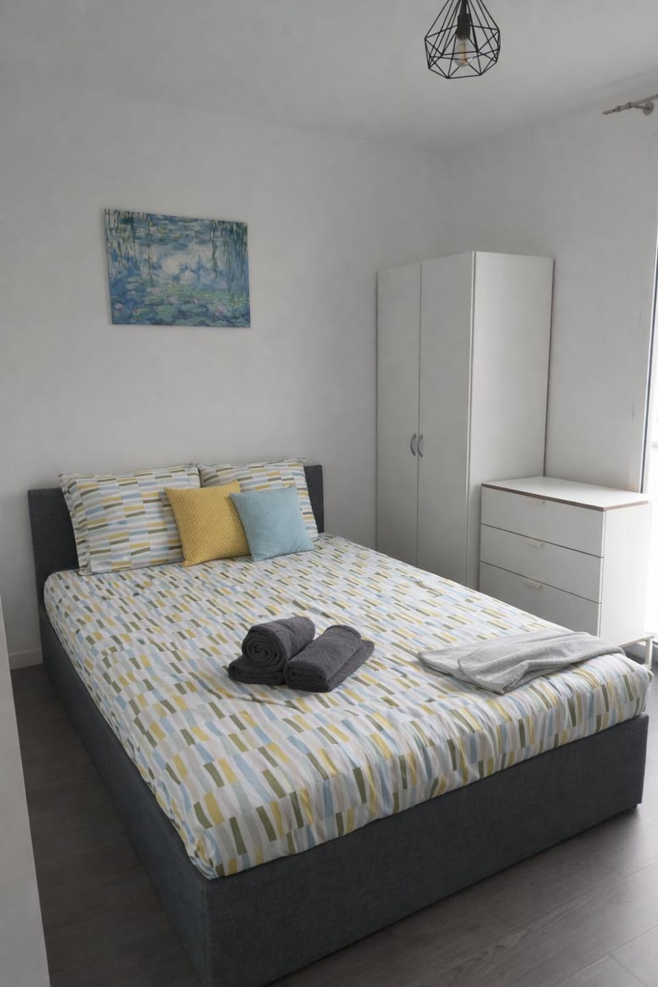 Bed, Photo of the whole room, Bedroom, towels, wardrobe