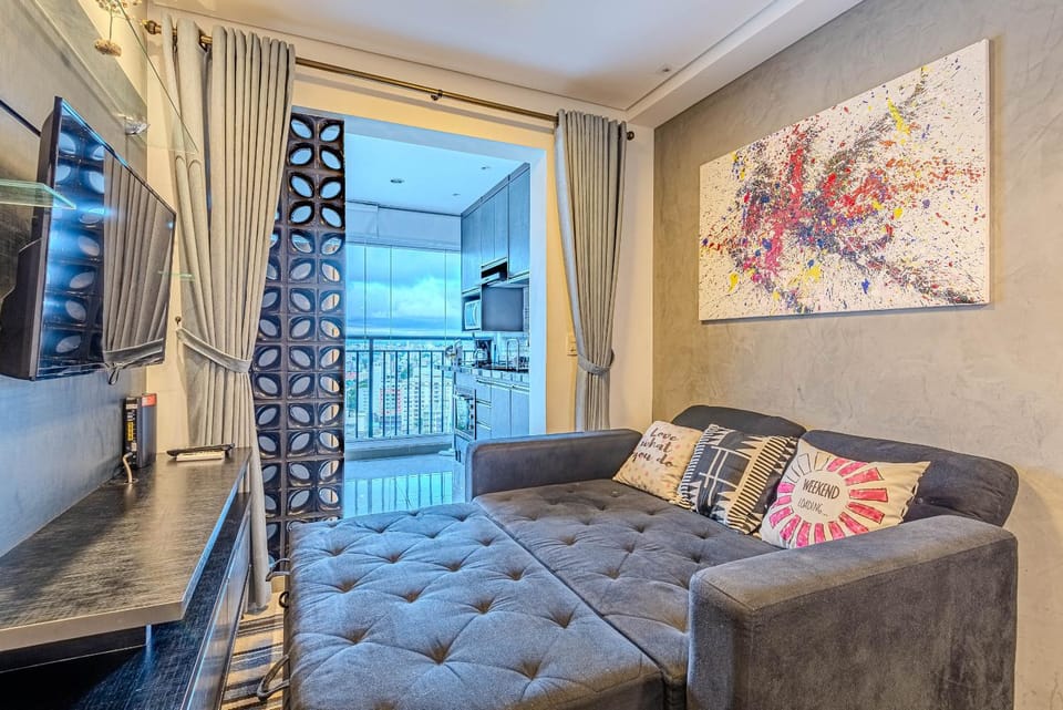 Vista Incrivel com Piscina Garagem e Academia ao lado do metrô Santa Cecília Apartment in Sao Paulo City