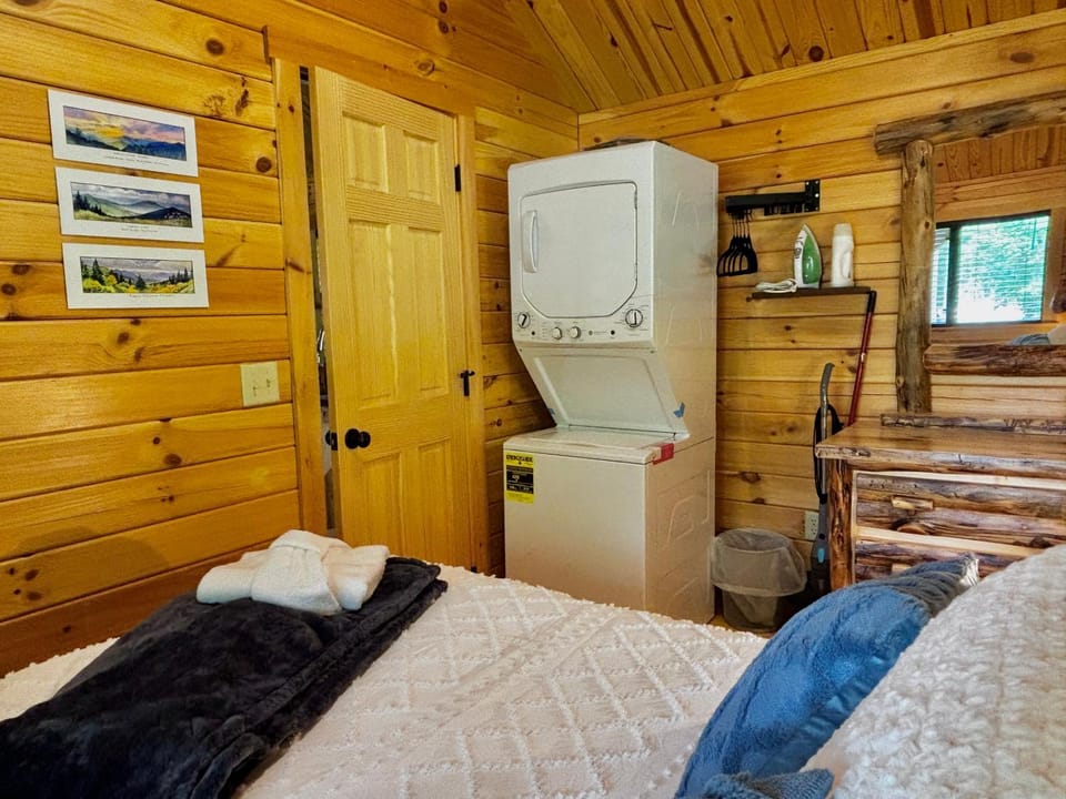 Bedroom, flat iron, washing machine, dryer