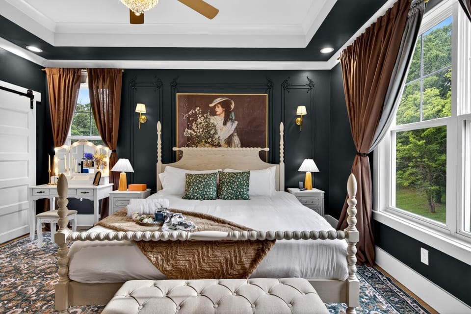 Bed, Natural landscape, View (from property/room), Bedroom