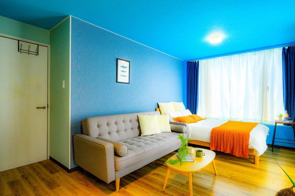 Bed, Living room, Seating area