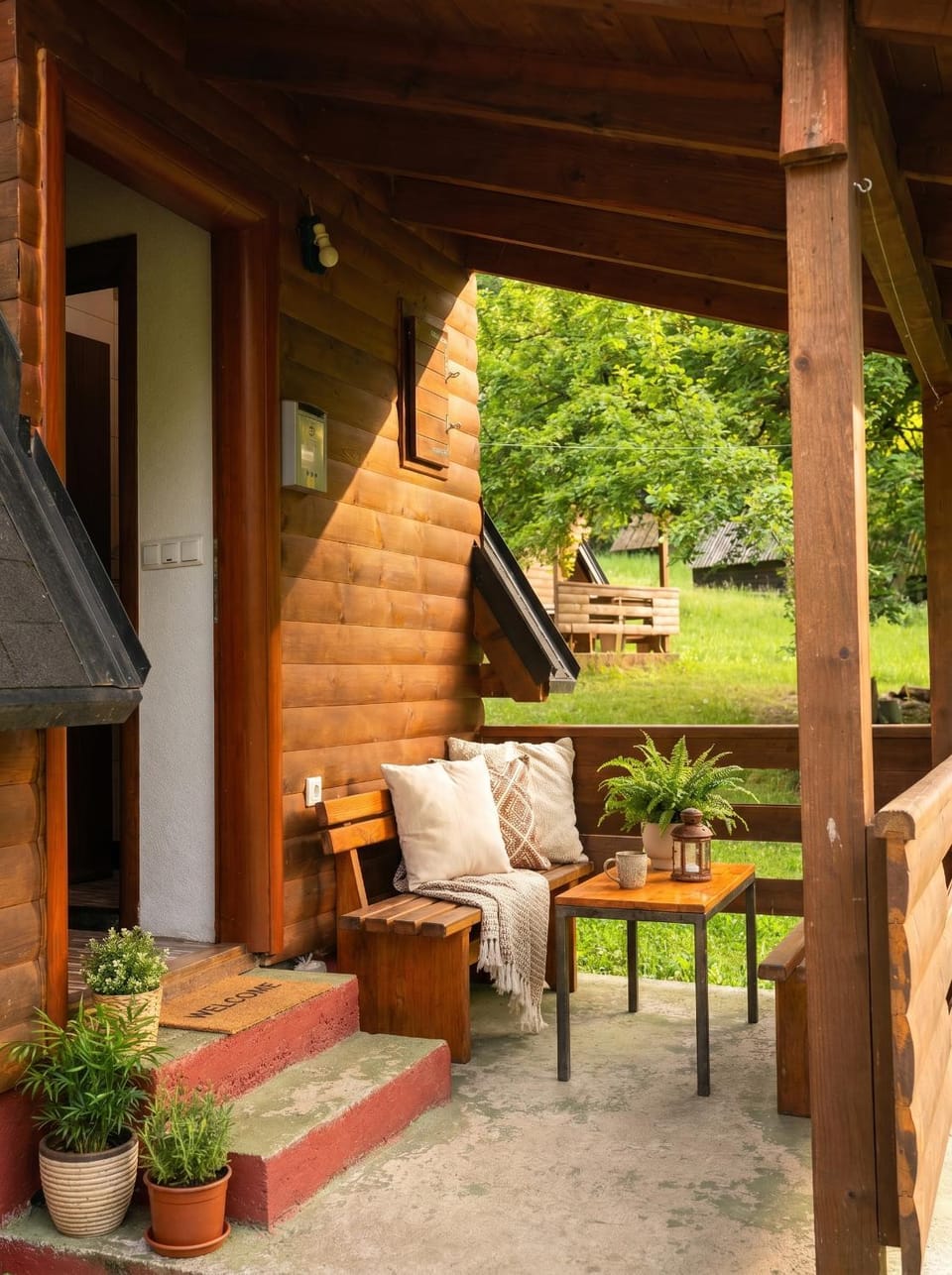 Property building, Patio, Spring, Day, Garden, View (from property/room), Balcony/Terrace, Living room, Seating area, Garden view