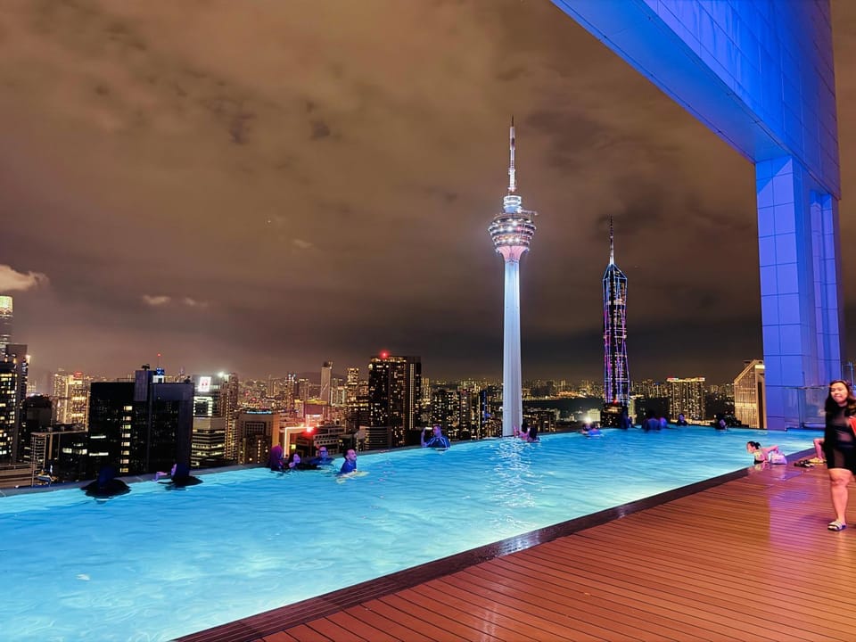 Night, Pool view, Swimming pool, group of guests