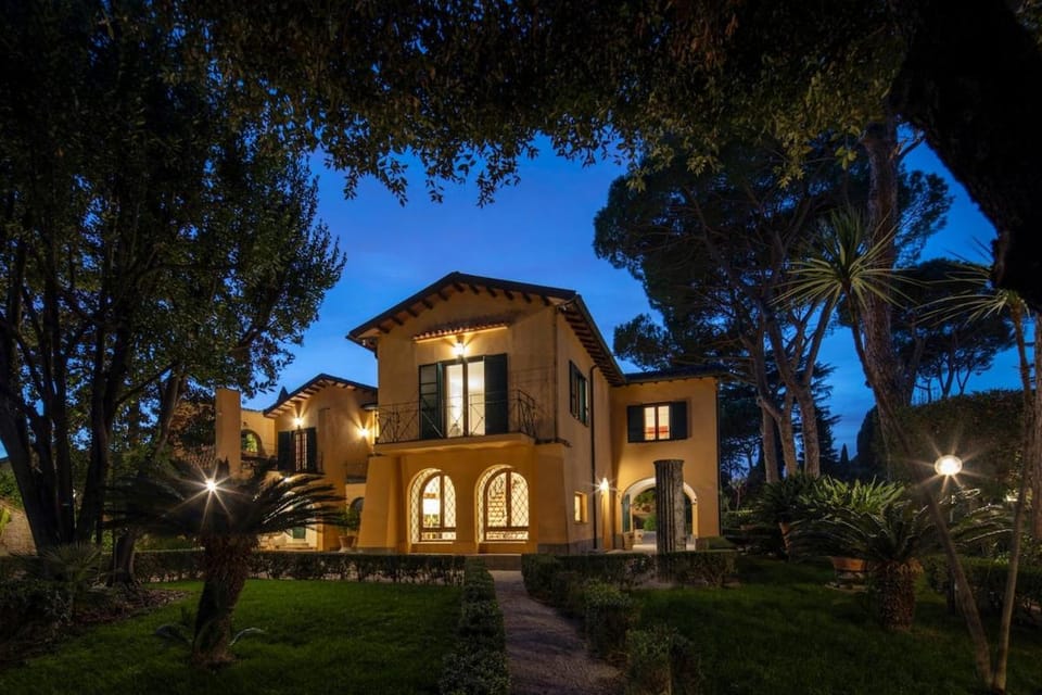 Property building, Night, Garden