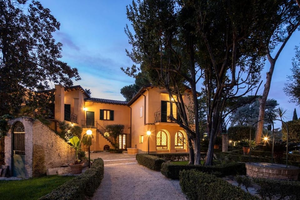 Property building, Night, Garden