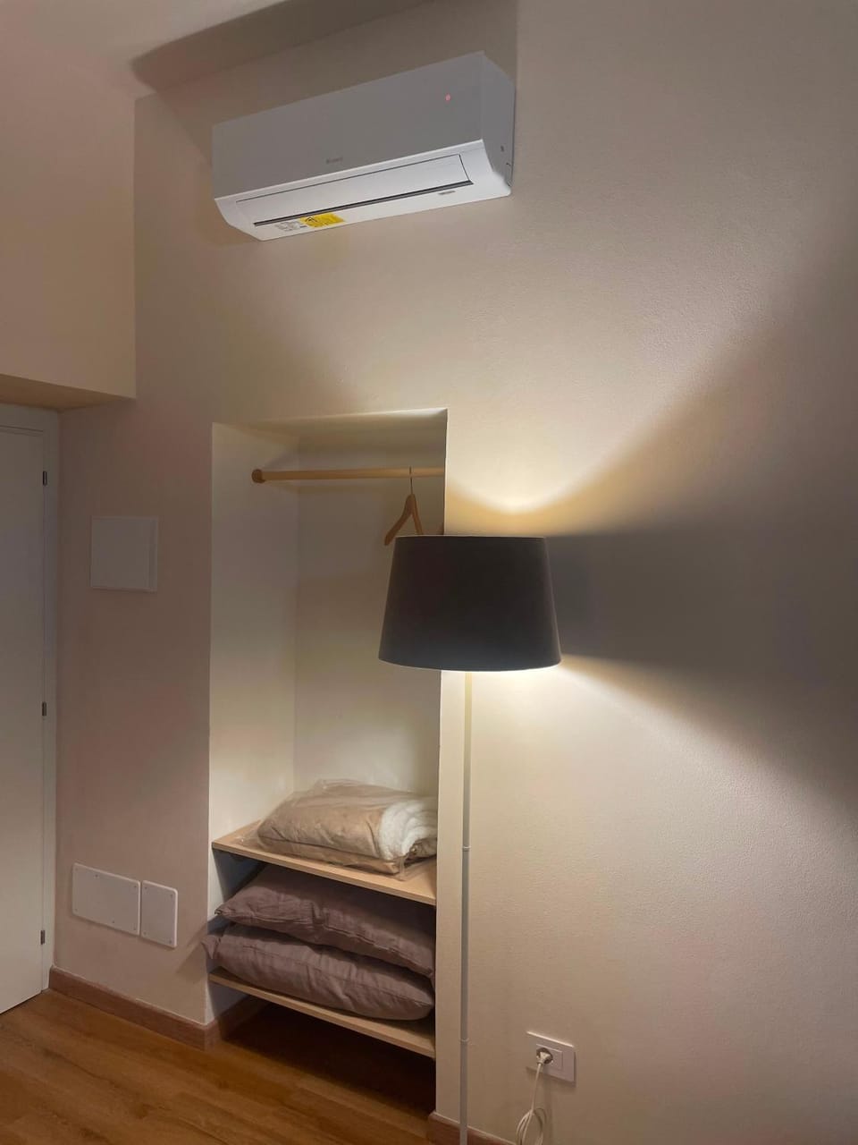 Bed, wardrobe, air conditioner