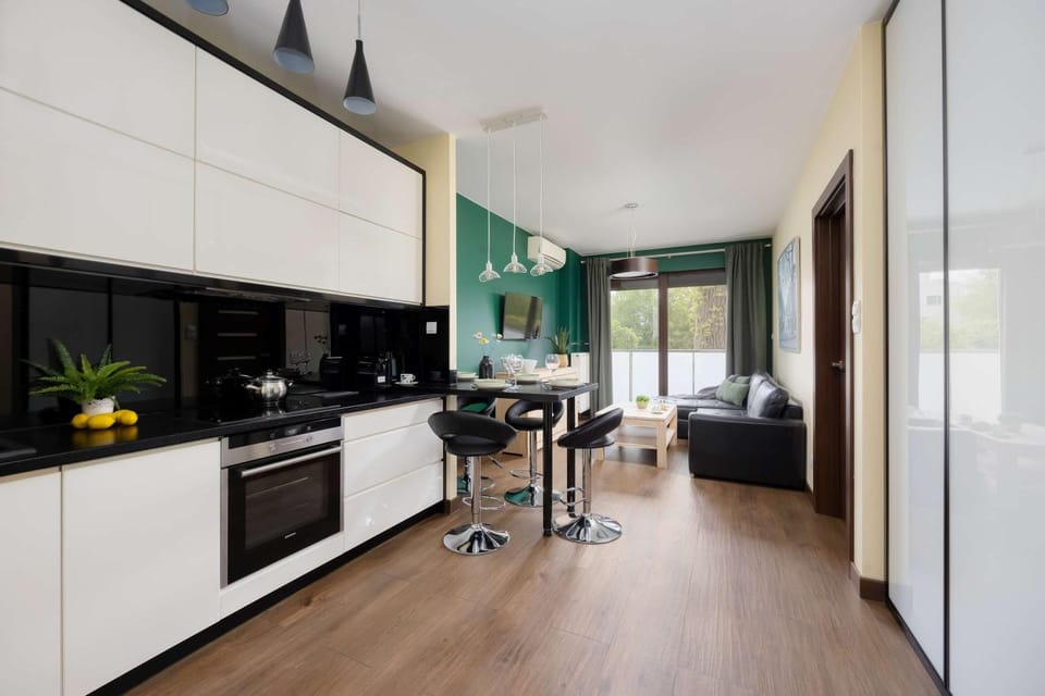 Kitchen or kitchenette, Living room, Seating area, Dining area, dishwasher, oven, stove