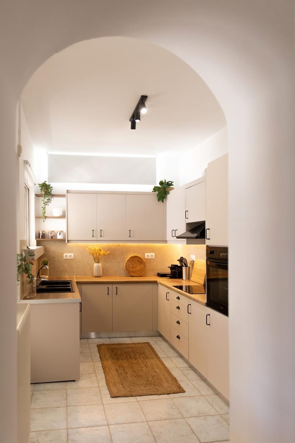 Kitchen or kitchenette, stove