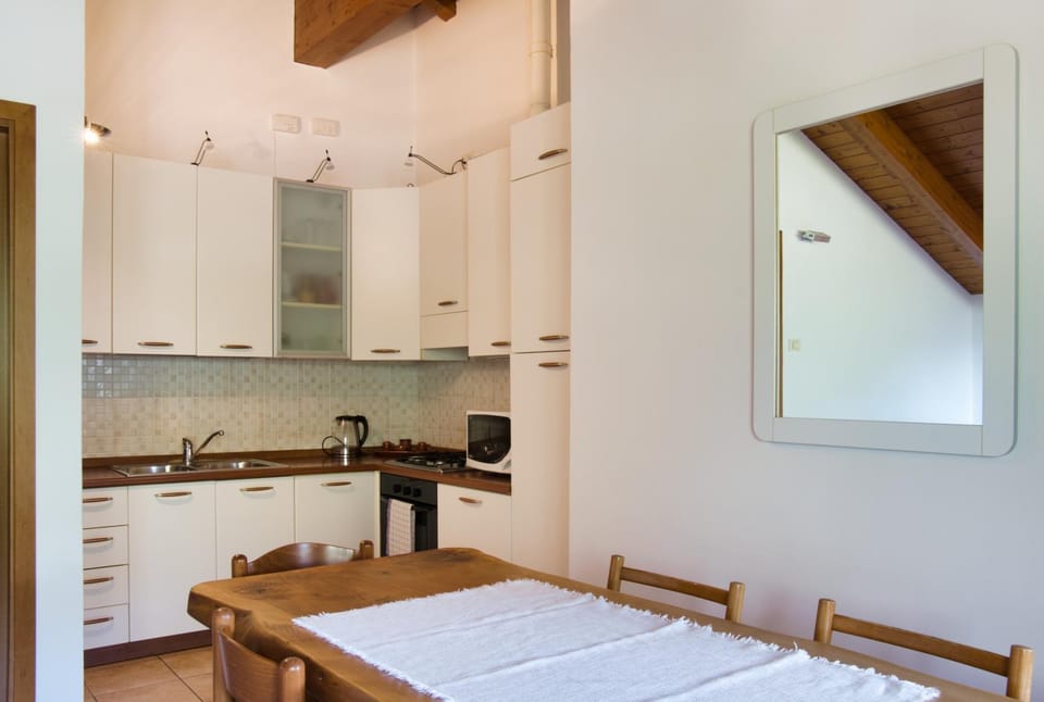 Kitchen or kitchenette, stove