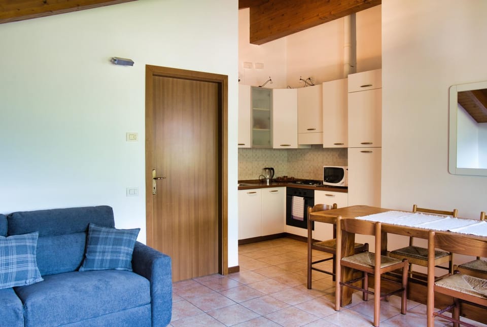 Kitchen or kitchenette, Living room, Seating area, Dining area, stove