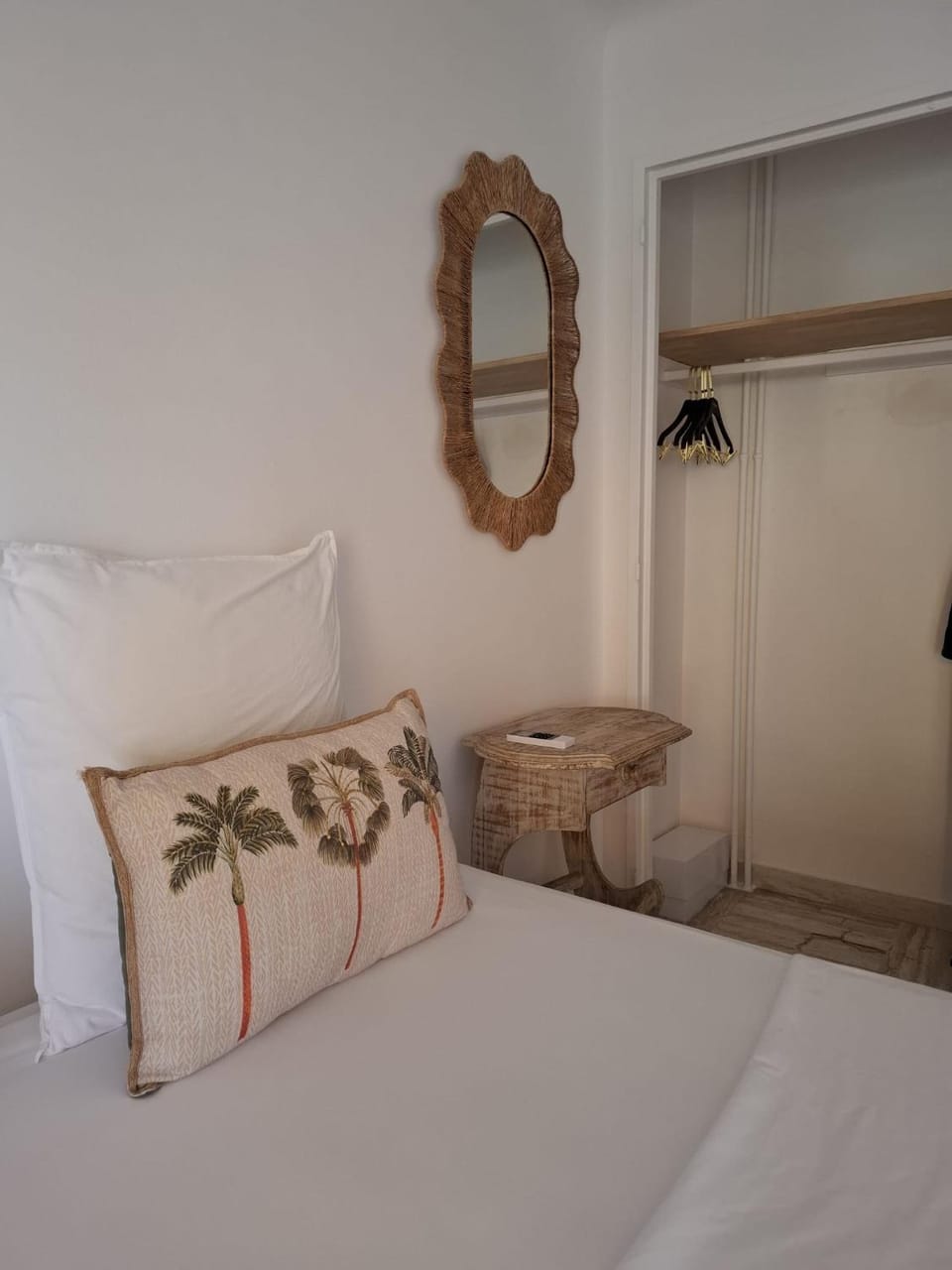 Bed, wardrobe