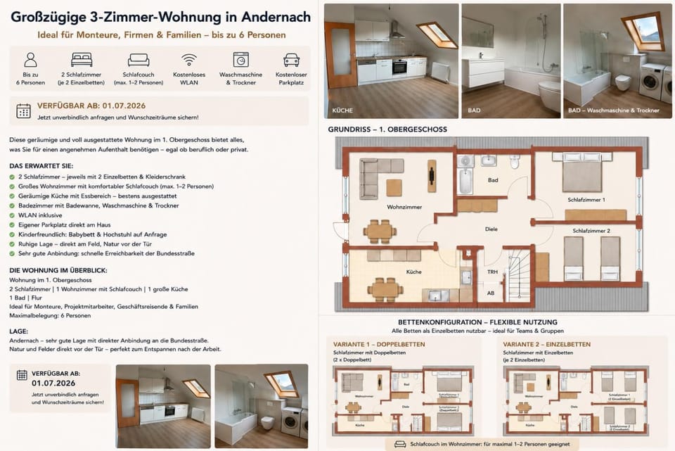 Schwalbennest - Moderne Wohnung in Andernach Apartment in Andernach