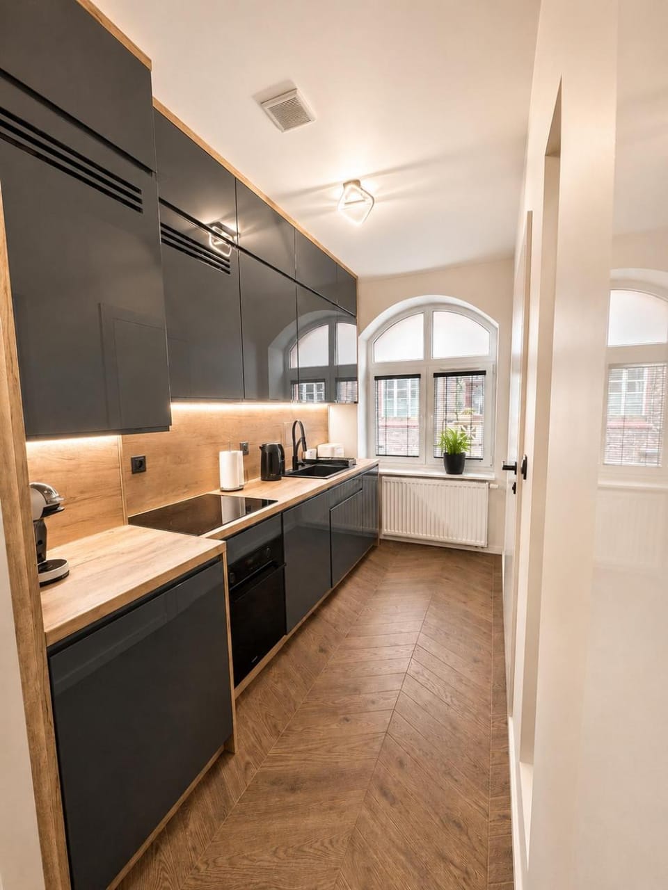 Kitchen or kitchenette, oven, stove, kitchen