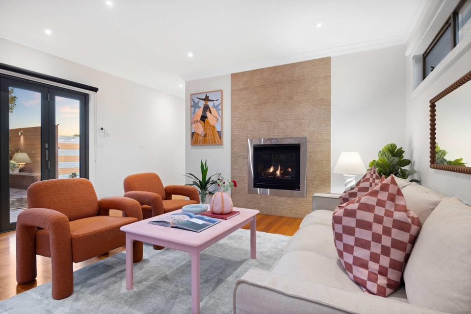 Living room, fireplace