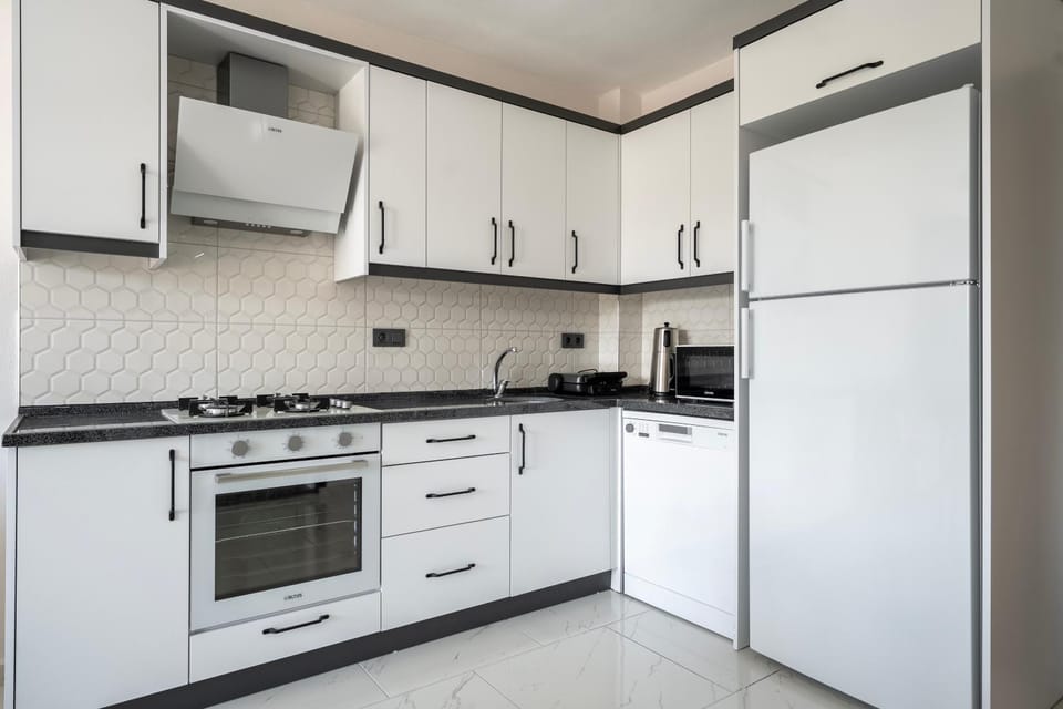 Kitchen or kitchenette, dishwasher, oven, stove