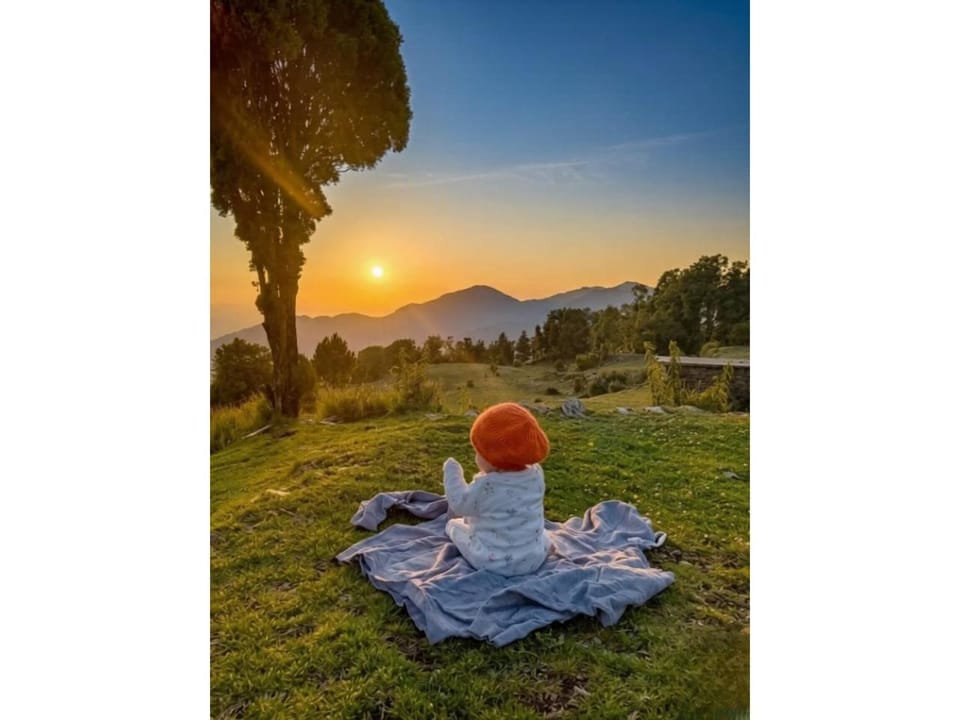 Mountain view, Sunset, group of guests