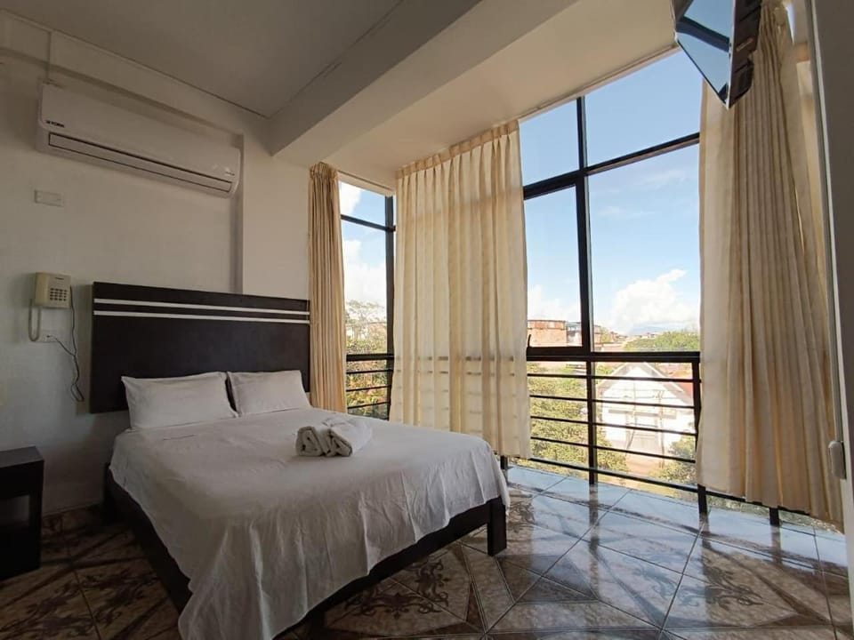 Bed, View (from property/room), Photo of the whole room, Bedroom, towels, air conditioner