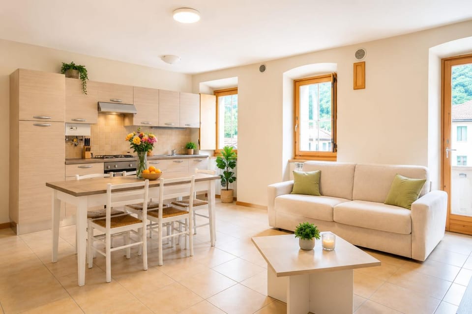 Living room, kitchen