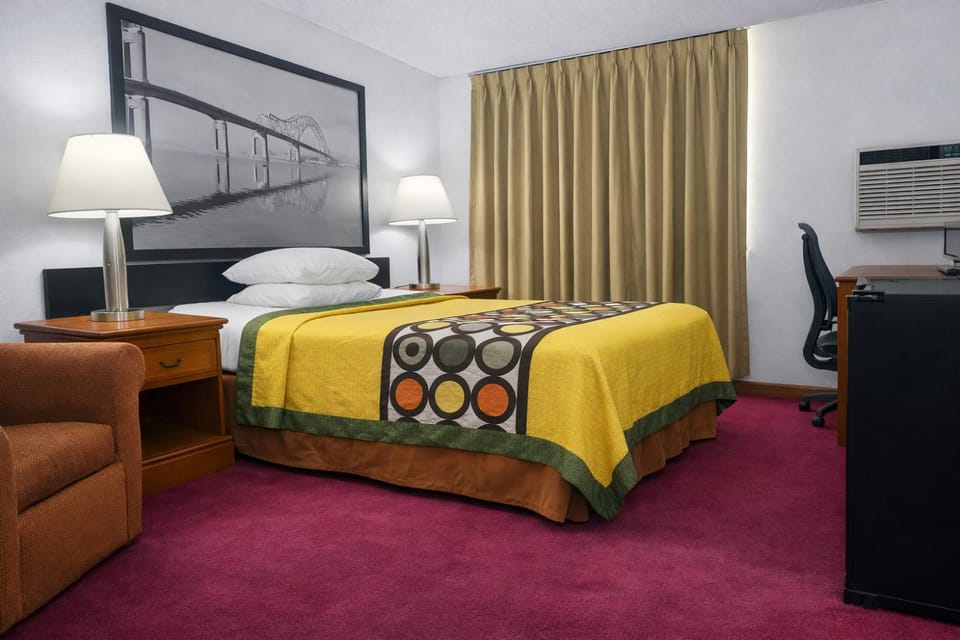 Bed, Bedroom, furniture, microwave, pet friendly, air conditioner