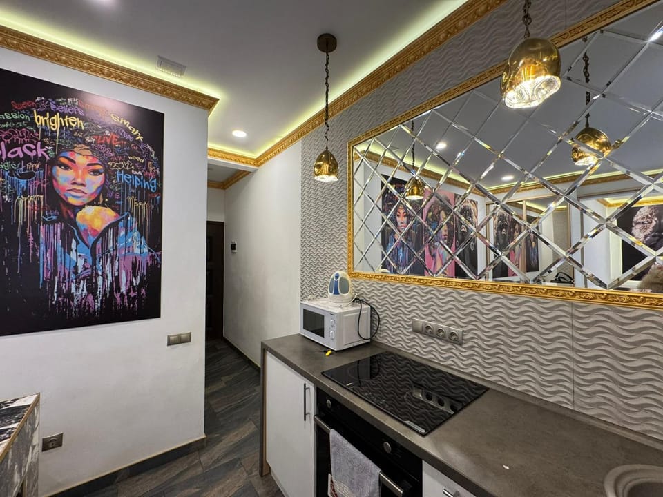 Kitchen or kitchenette, oven, stove