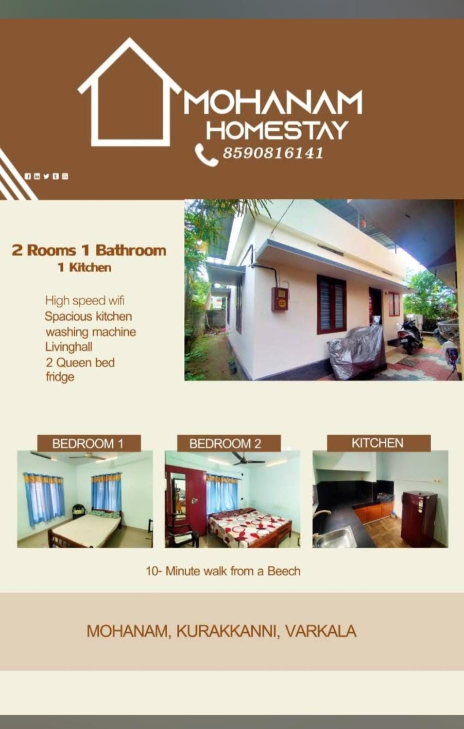 Mohanam home stay Apartment in Varkala