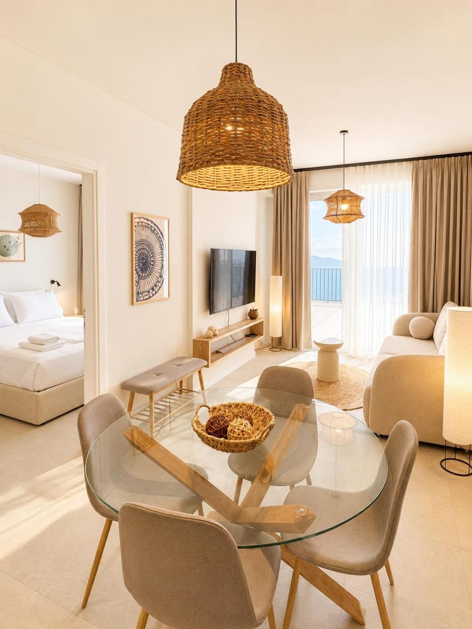 Bed, TV and multimedia, Living room, Photo of the whole room, Seating area, Evening entertainment, Bedroom
