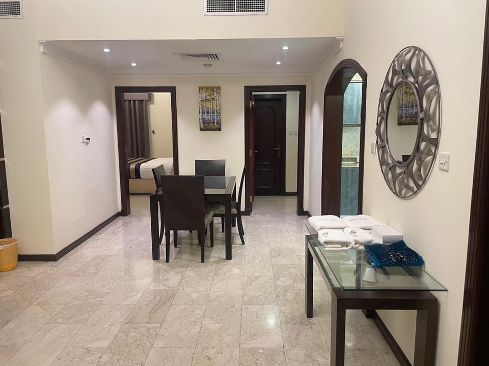 Dining area, towels