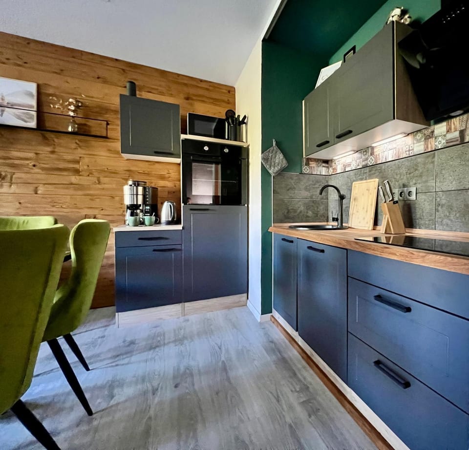 Kitchen or kitchenette, dishwasher, stove