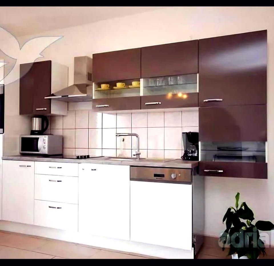 Kitchen or kitchenette, dishwasher, stove