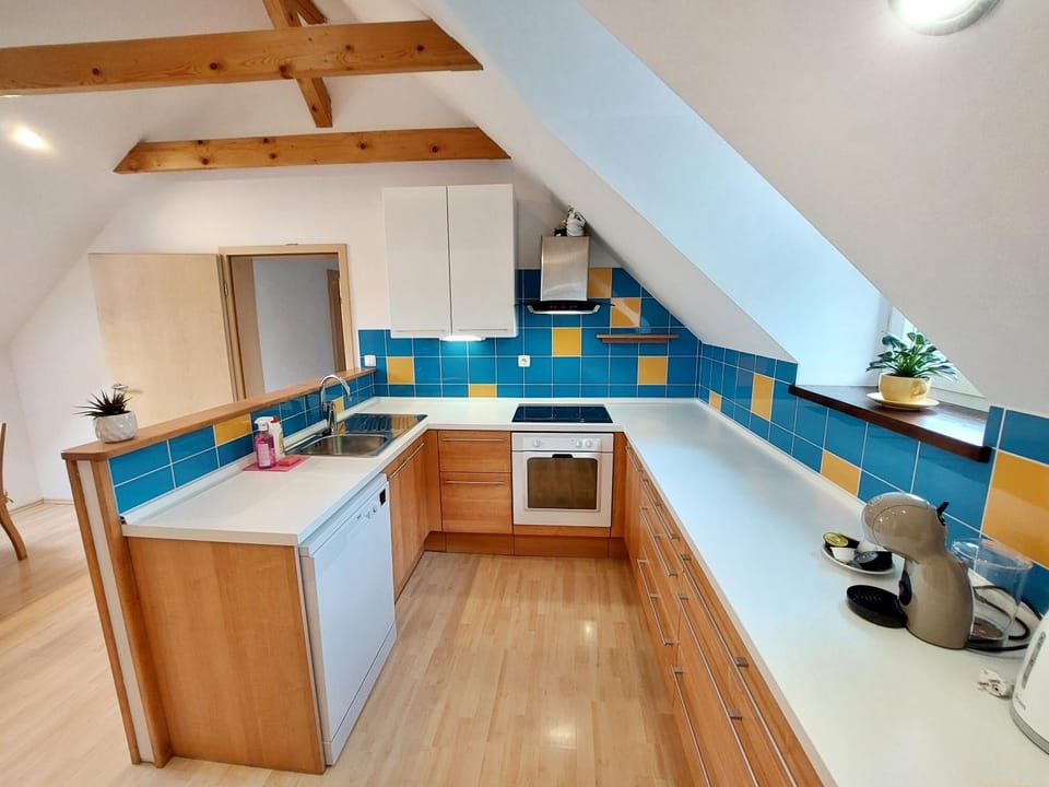 Kitchen or kitchenette, stove