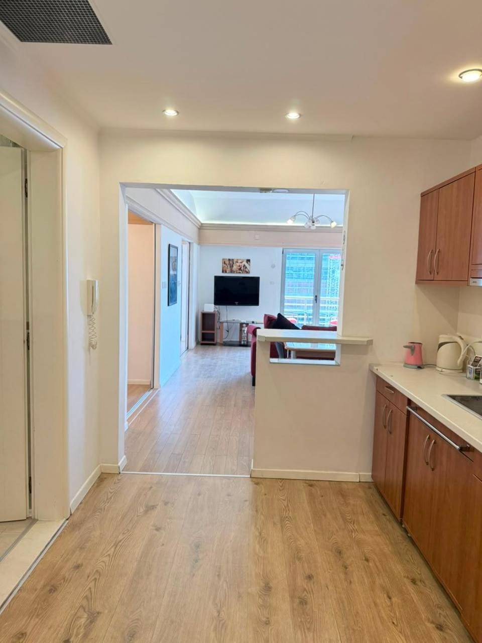 Living room, kitchen