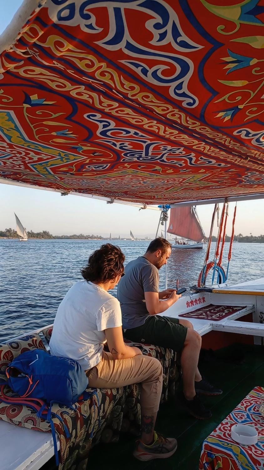 Felucca sailing boat Docked boat in Luxor