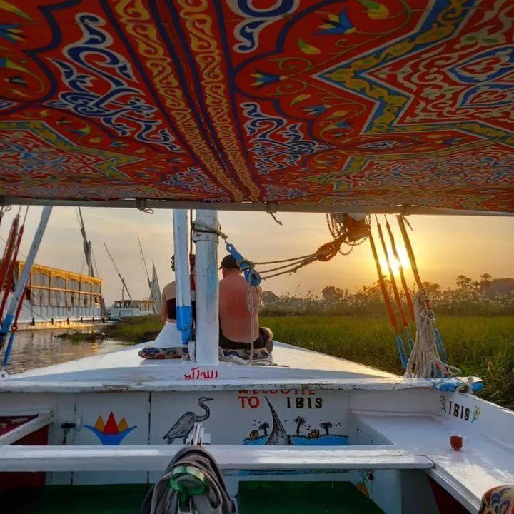 Felucca sailing boat Docked boat in Luxor