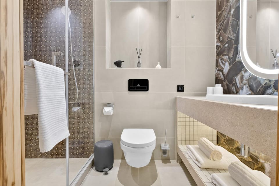 Shower, Toilet, Bathroom, towels