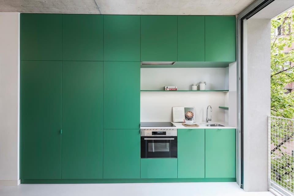 Kitchen or kitchenette, oven, stove
