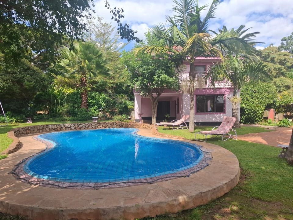 Property building, Natural landscape, Garden, Garden view, Pool view, Swimming pool