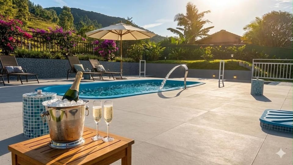 Swimming pool, sunbed