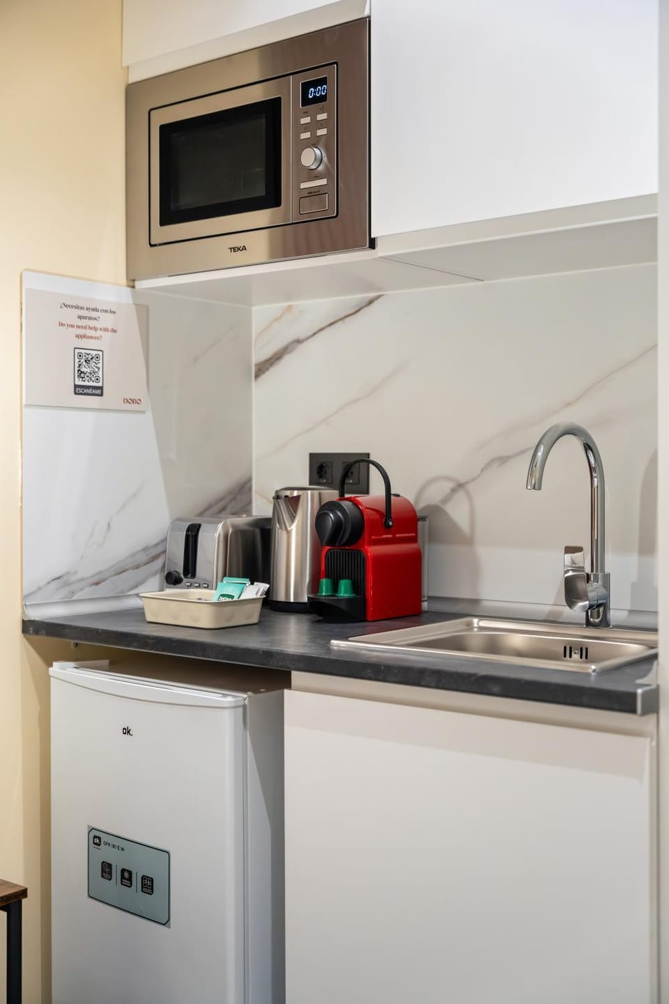 Kitchen or kitchenette, toaster