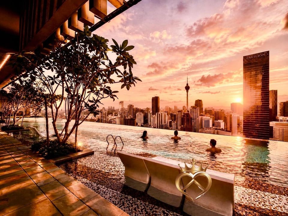 Natural landscape, City view, Swimming pool, Sunrise, Sunset