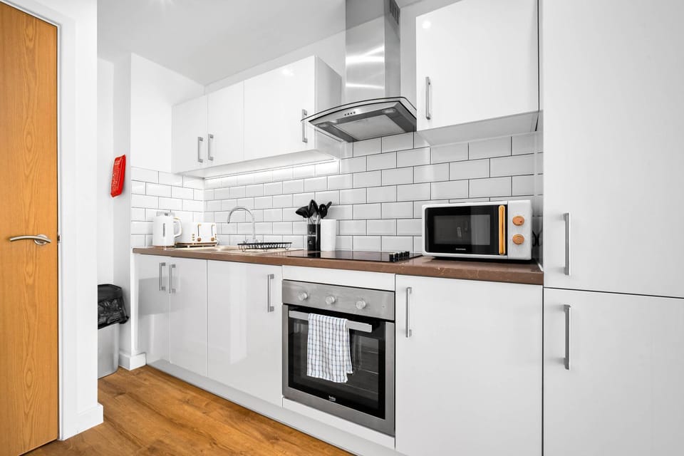 Kitchen or kitchenette, stove, toaster