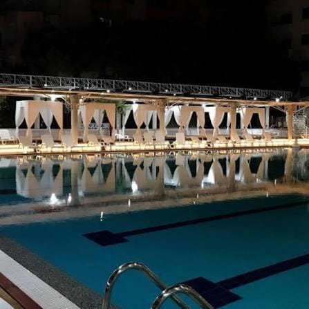 Night, Pool view, Swimming pool