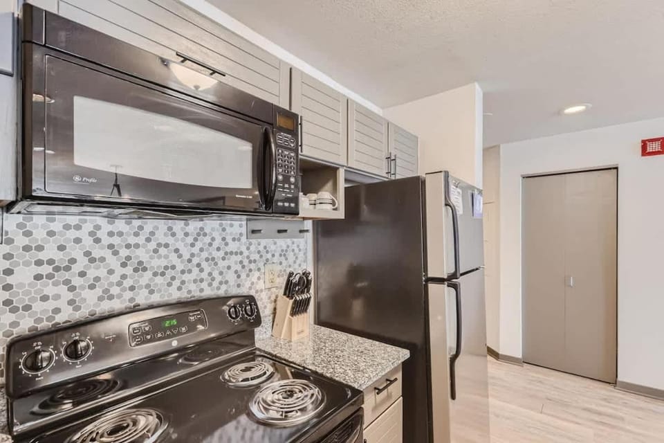 Kitchen or kitchenette, stove, kitchen