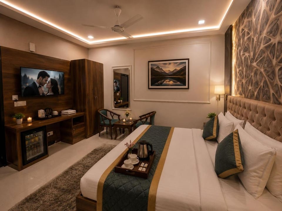 Property building, Communal lounge/ TV room, Bed, TV and multimedia, Living room, Photo of the whole room, Seating area, Evening entertainment, Bedroom