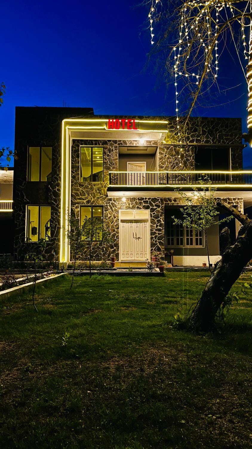 Property building, Night, Garden, Garden view