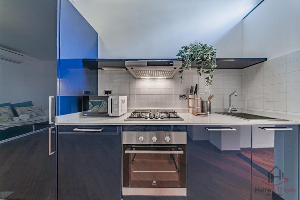 Kitchen or kitchenette, stove