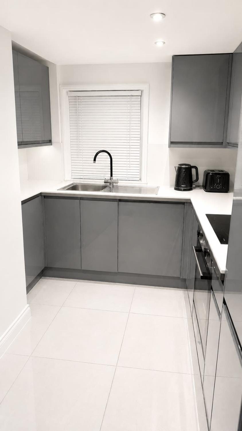 Kitchen or kitchenette, stove, toaster