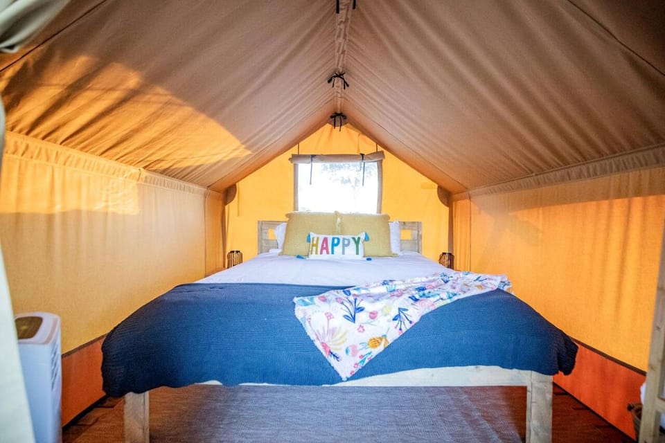 Comfortable Glamping Tent with Fire Pit and Stream Access Near Mark Twain National Forest in Missouri Luxury tent in Roaring River Township