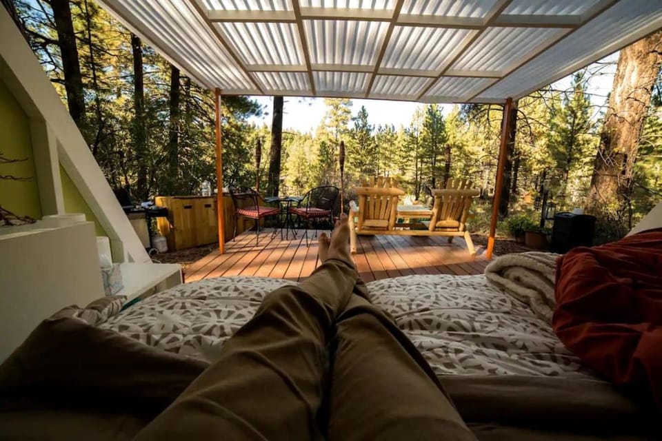 Convertible A-Frame Cabin with Epic Deck Views & Outdoor Shower in Mount Carmel, Utah Cabin in Zion National Park