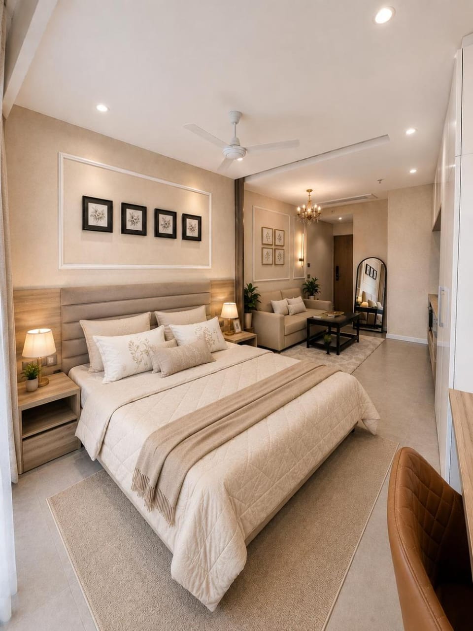Five-Star Inspired Beige Luxe Suite Sunset View Apartment in Noida